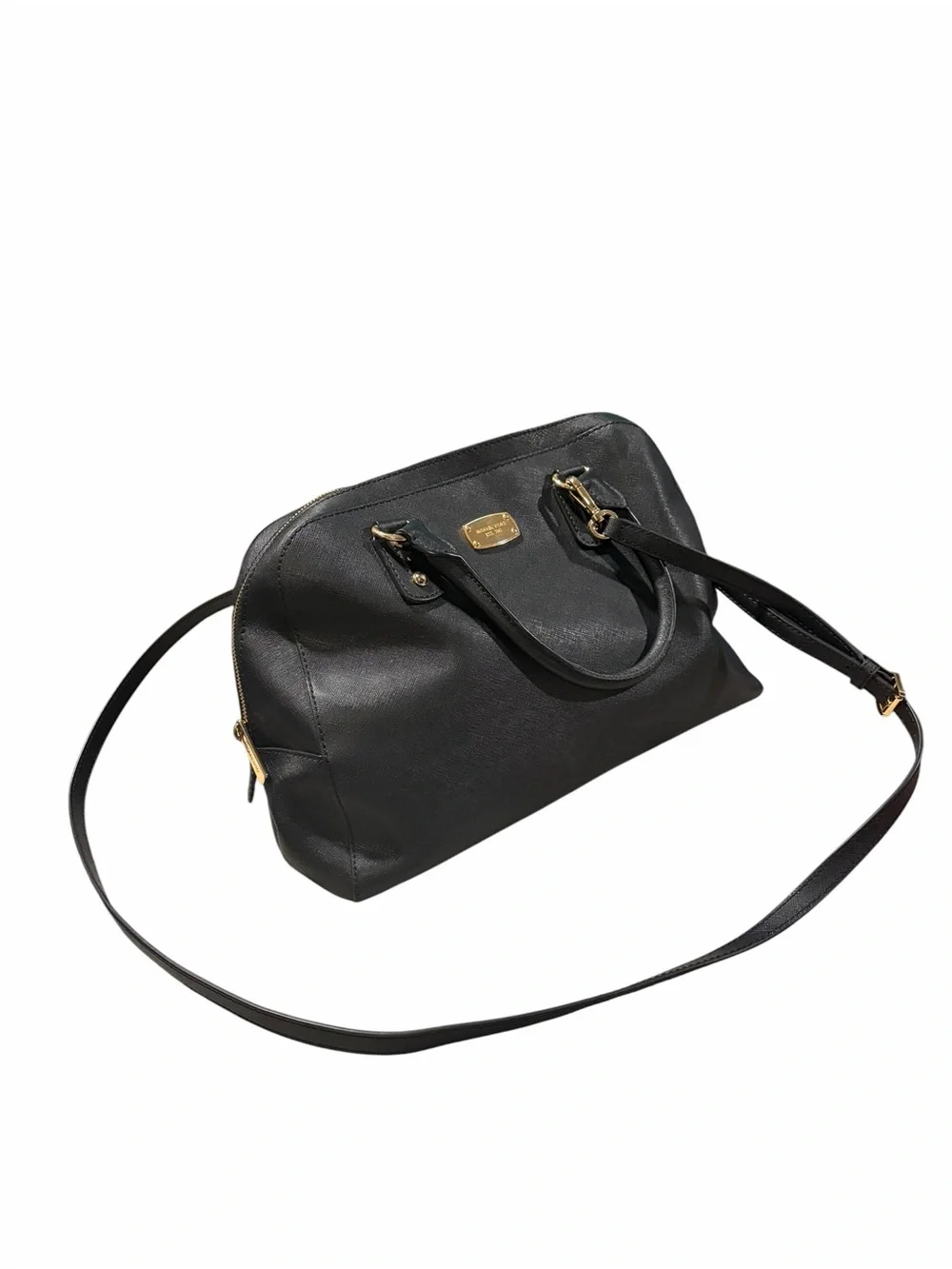 Michael Kors Black Saffiano Leather Satchel with Crossbody Strap